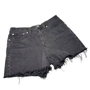Madewell High-Rise Dark Grey / Washed Black Denim Shorts 28 Cutoff Frayed Hem